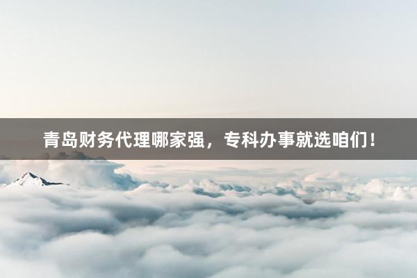 青岛财务代理哪家强，专科办事就选咱们！
